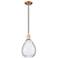 Arcadia Waverly 8"W Copper Cord Hung Mini Pendant With Clear Shade
