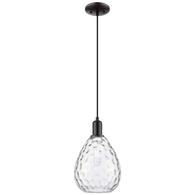 Image 1 Arcadia Waverly 8"W Matte Black Cord Hung Mini Pendant w/ Clear Shade