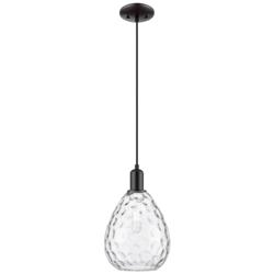 Arcadia Waverly 8"W Matte Black Cord Hung Mini Pendant w/ Clear Shade