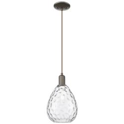 Arcadia Waverly 8"W Oiled Bronze Cord Hung Mini Pendant w/ Clear Shade