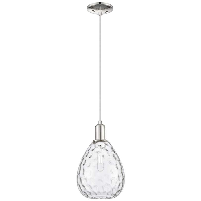 Image 1 Arcadia Waverly 8"W Polished Nickel Cord Mini Pendant w/ Clear Shade