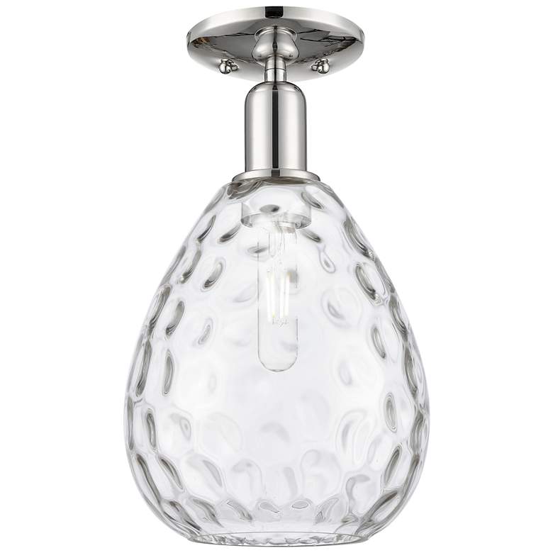 Image 1 Arcadia Waverly 8"W Polished Nickel Semi.Flush Mount With Clear Shade