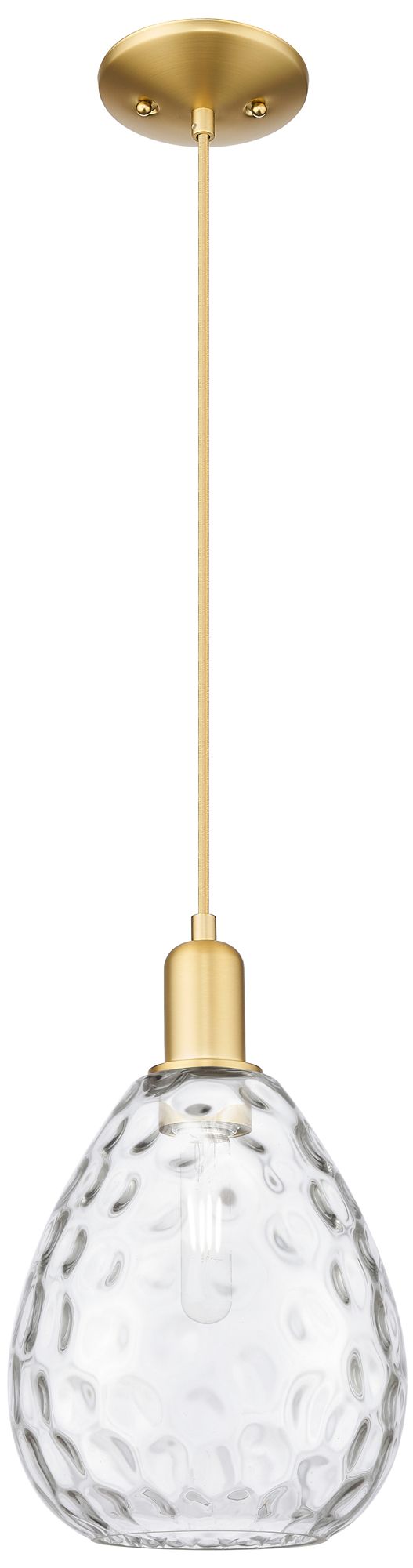 Arcadia Waverly 8"W Satin Gold Cord Hung Mini Pendant With Clear Shade