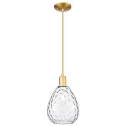 Arcadia Waverly 8"W Satin Gold Cord Hung Mini Pendant With Clear Shade