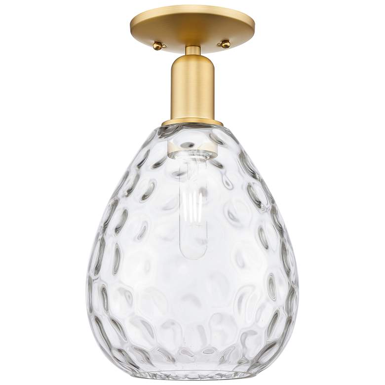 Image 1 Arcadia Waverly 8" Wide Satin Gold Semi.Flush Mount With Clear Shade