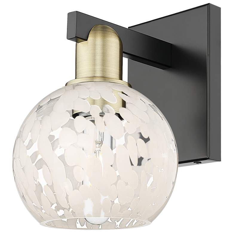 Image 1 Arcadia White Mouchette 10" High Black Antique Brass Sconce With