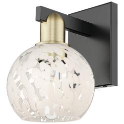 Arcadia White Mouchette 10" High Black Antique Brass Sconce With