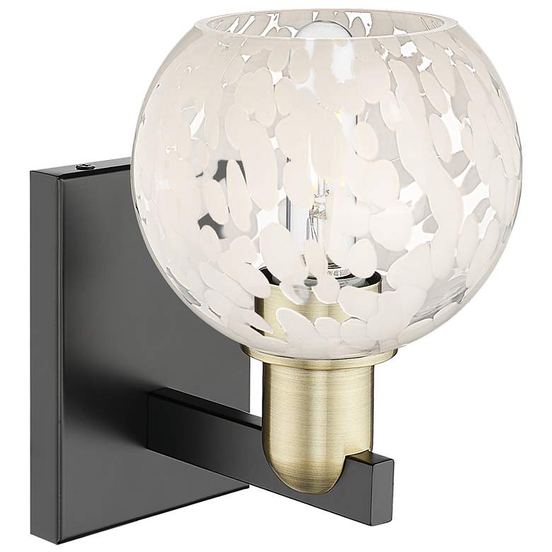 Image 2 Arcadia White Mouchette 10" High Black Antique Brass Sconce With more views