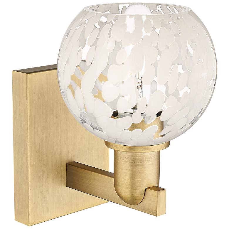 Image 2 Arcadia White Mouchette 10" High Brushed Brass Sconce With more views