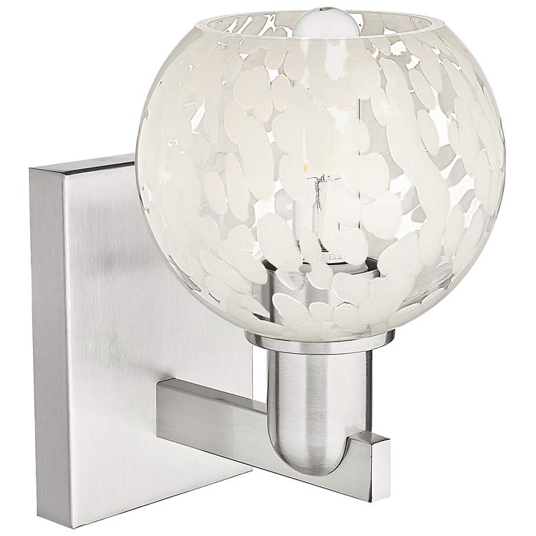 Image 2 Arcadia White Mouchette 10" High Brushed Satin Nickel Sconce With more views