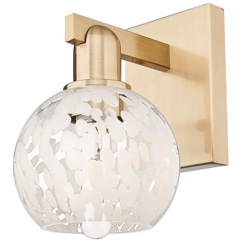 Image 1 Arcadia White Mouchette 10" High Champagne Bronze Sconce With