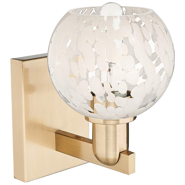 Image 2 Arcadia White Mouchette 10" High Champagne Bronze Sconce With more views