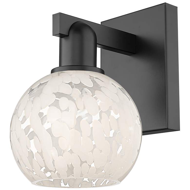 Image 1 Arcadia White Mouchette 10" High Matte Black Sconce With