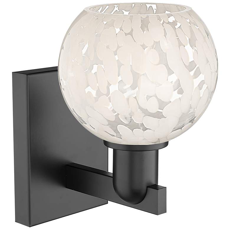 Image 2 Arcadia White Mouchette 10" High Matte Black Sconce With more views