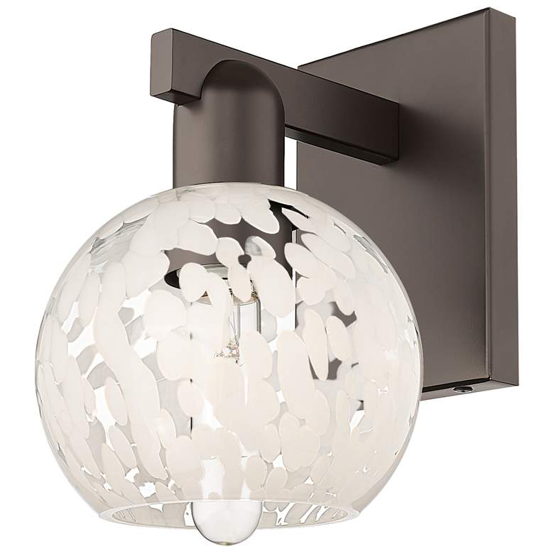 Image 1 Arcadia White Mouchette 10" High Oil Rubbed Bronze Sconce With