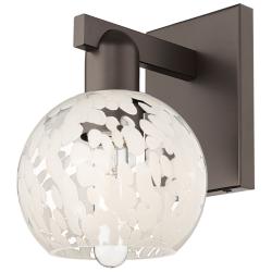 Arcadia White Mouchette 10" High Oil Rubbed Bronze Sconce With