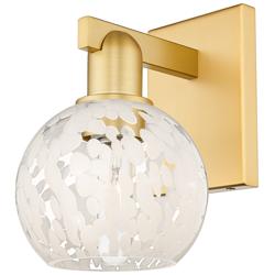Arcadia White Mouchette 10" High Satin Gold Sconce With