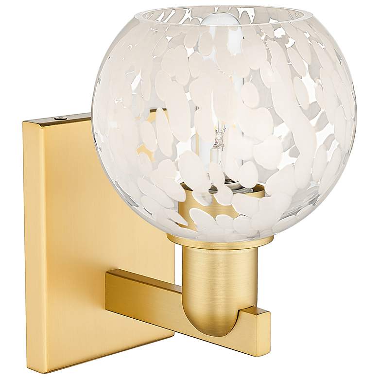 Image 2 Arcadia White Mouchette 10" High Satin Gold Sconce With more views