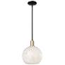 Arcadia White Mouchette 10"W Black And Brass Stem Hung Mini Pendant