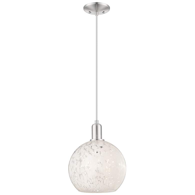 Image 1 Arcadia White Mouchette 10"W Brushed Nickel Cord Hung Mini Pendant