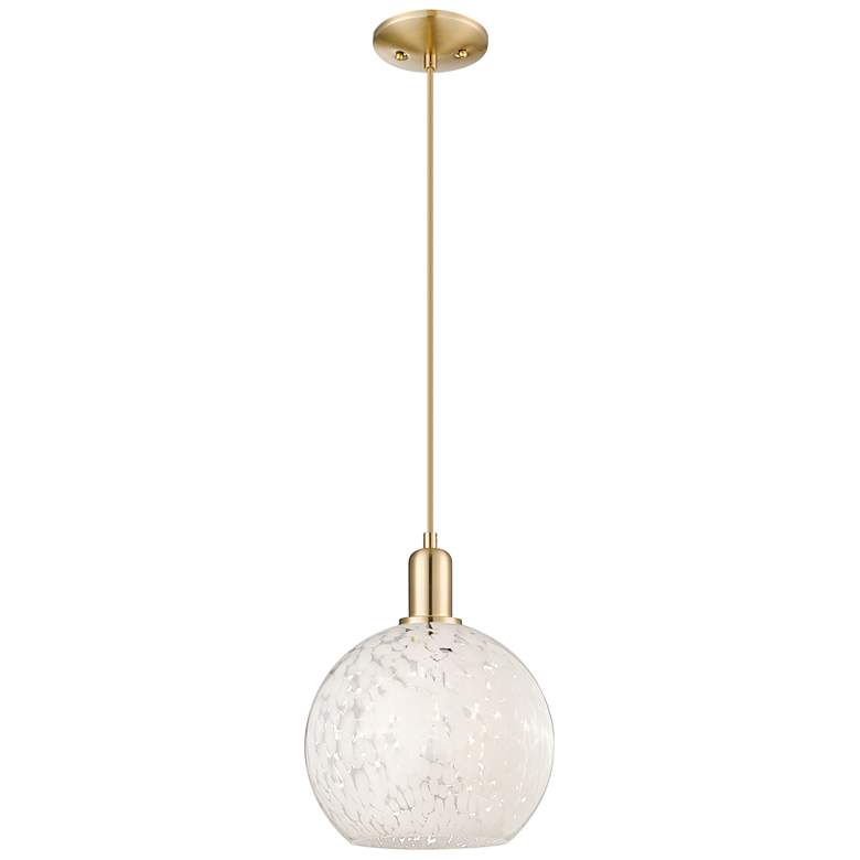 Image 1 Arcadia White Mouchette 10"W Champagne Bronze Cord Hung Mini Pendant