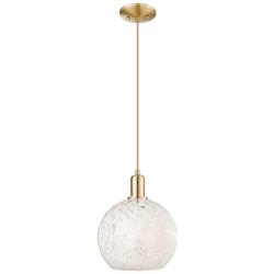 Arcadia White Mouchette 10"W Champagne Bronze Cord Hung Mini Pendant
