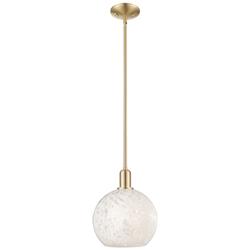 Arcadia White Mouchette 10"W Champagne Bronze Stem Hung Mini Pendant