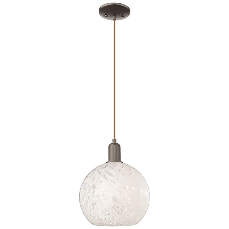 Image 1 Arcadia White Mouchette 10"W Oil Rubbed Bronze Cord Hung Mini Pendant