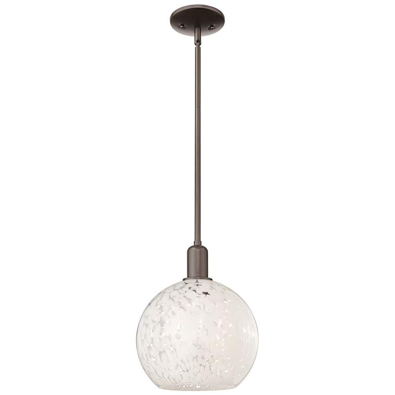 Image 1 Arcadia White Mouchette 10"W Oil Rubbed Bronze Stem Hung Mini Pendant