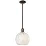 Arcadia White Mouchette 10"W Oil Rubbed Bronze Stem Hung Mini Pendant
