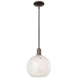 Arcadia White Mouchette 10"W Oil Rubbed Bronze Stem Hung Mini Pendant