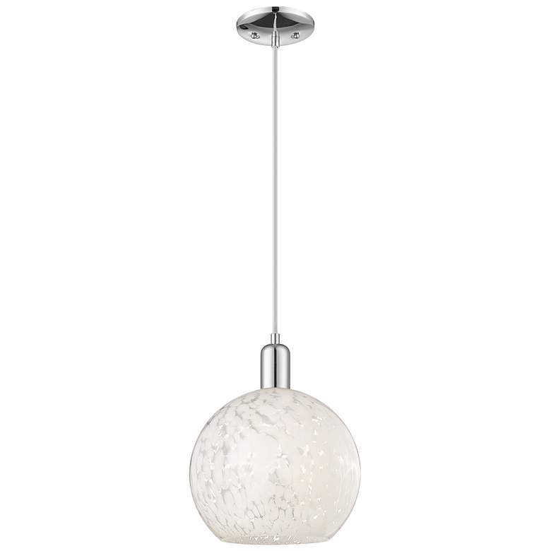 Image 1 Arcadia White Mouchette 10"W Polished Chrome Cord Hung Mini Pendant