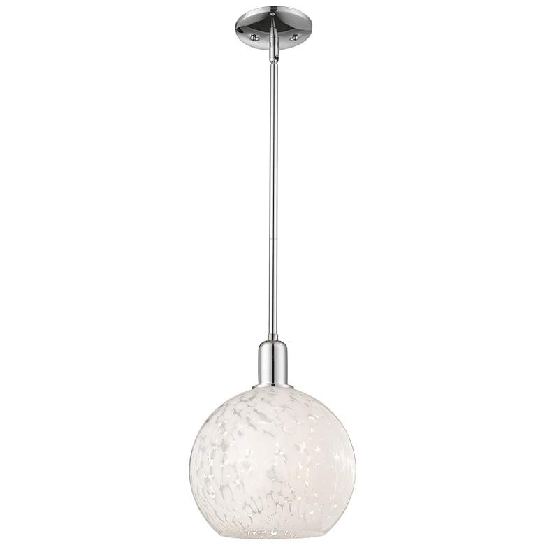 Image 1 Arcadia White Mouchette 10"W Polished Chrome Stem Hung Mini Pendant
