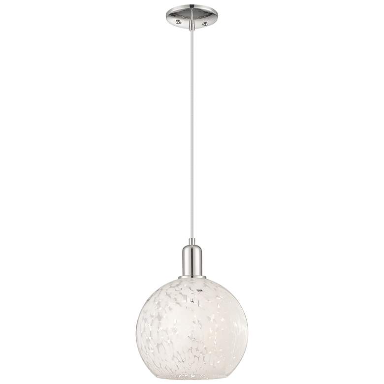 Image 1 Arcadia White Mouchette 10"W Polished Nickel Cord Hung Mini Pendant