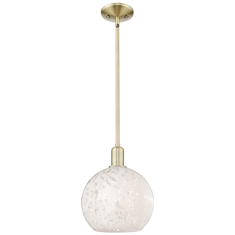 Image 1 Arcadia White Mouchette 10" Wide Antique Brass Stem Hung Mini Pendant