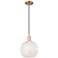Arcadia White Mouchette 10" Wide Antique Copper Cord Hung Mini Pendant