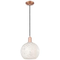 Arcadia White Mouchette 10" Wide Antique Copper Cord Hung Mini Pendant
