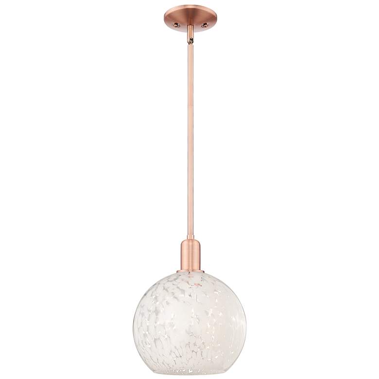 Image 1 Arcadia White Mouchette 10" Wide Antique Copper Stem Hung Mini Pendant