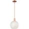 Arcadia White Mouchette 10" Wide Antique Copper Stem Hung Mini Pendant