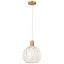 Arcadia White Mouchette 10" Wide Brushed Brass Cord Hung Mini Pendant