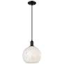 1_Arcadia White Mouchette 10" Wide Matte Black Cord Hung Mini Pendant
