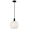 Arcadia White Mouchette 10" Wide Matte Black Cord Hung Mini Pendant