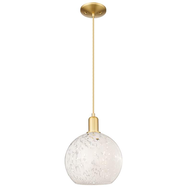 Image 1 Arcadia White Mouchette 10" Wide Satin Gold Cord Hung Mini Pendant