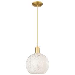 Arcadia White Mouchette 10" Wide Satin Gold Cord Hung Mini Pendant
