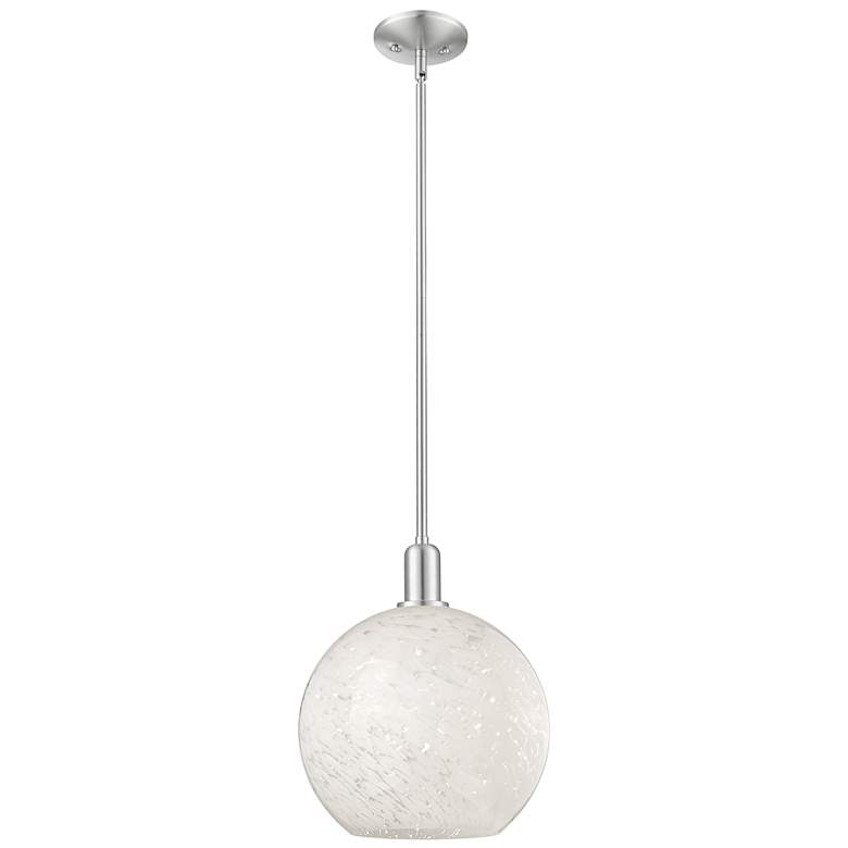 Image 1 Arcadia White Mouchette 12"W Brushed Nickel Stem Hung Mini Pendant
