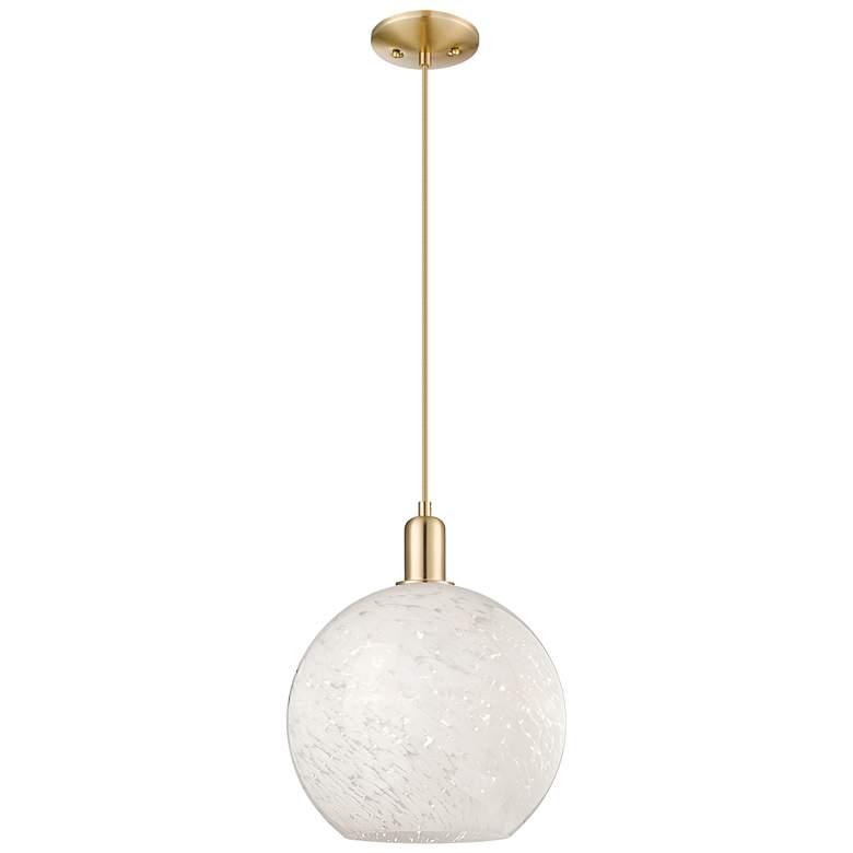 Image 1 Arcadia White Mouchette 12"W Champagne Bronze Cord Hung Mini Pendant