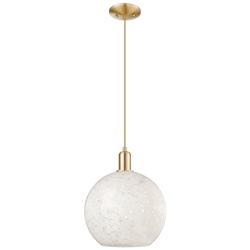 Arcadia White Mouchette 12"W Champagne Bronze Cord Hung Mini Pendant