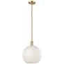 Arcadia White Mouchette 12"W Champagne Bronze Stem Hung Mini Pendant