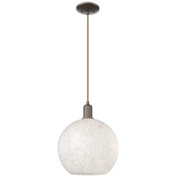Arcadia White Mouchette 12"W Oil Rubbed Bronze Cord Hung Mini Pendant