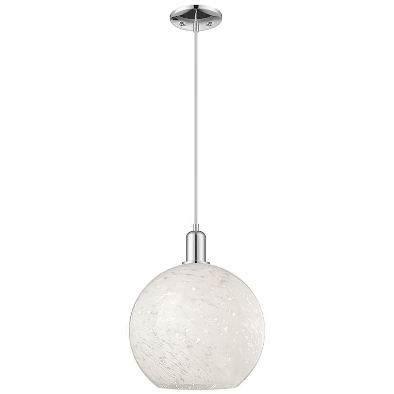 Image 1 Arcadia White Mouchette 12"W Polished Chrome Cord Hung Mini Pendant